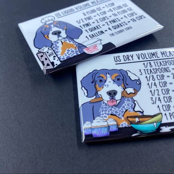 Blue tick Coonhound Dog Measuring Chart Magnet Set Cooking Baking Guide - Picture 2 of 5